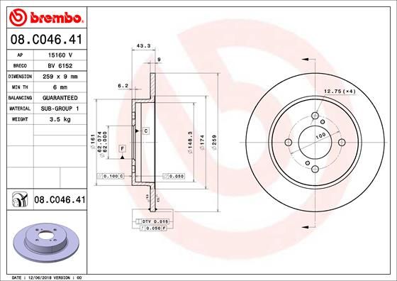 BREMBO stabdžių diskas 08.C046.41