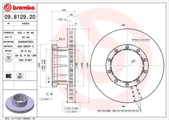 BREMBO Тормозной диск 09.8129.20