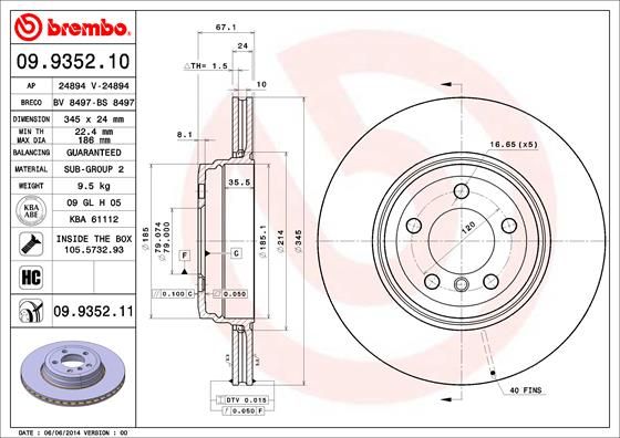 BREMBO stabdžių diskas 09.9352.10