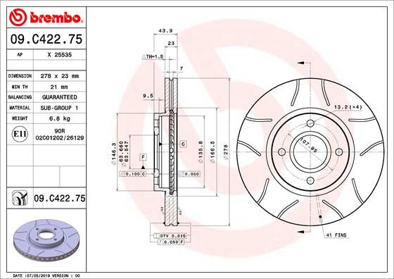 BREMBO stabdžių diskas 09.C422.75