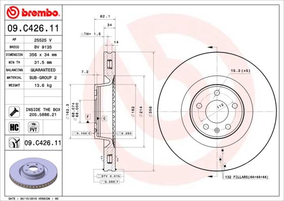 BREMBO Тормозной диск 09.C426.11