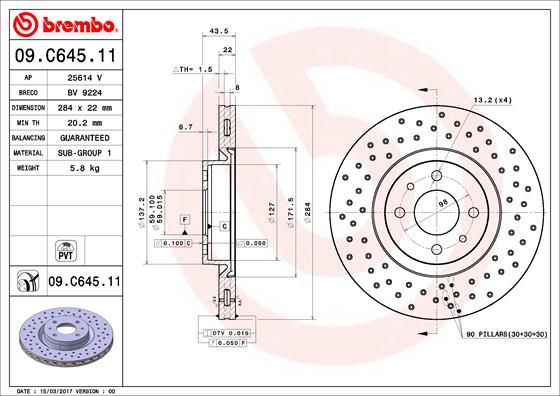 BREMBO stabdžių diskas 09.C645.11