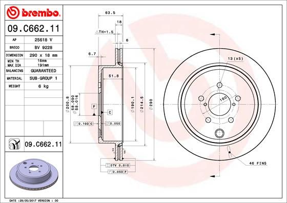 BREMBO Тормозной диск 09.C662.11