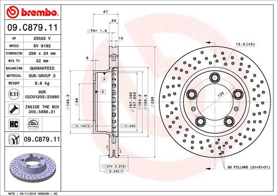 BREMBO Тормозной диск 09.C879.11