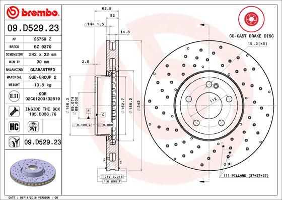 BREMBO stabdžių diskas 09.D529.23