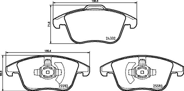 BREMBO Комплект тормозных колодок, дисковый тормоз P 24 211