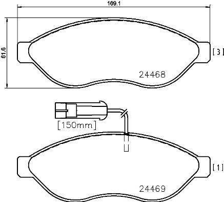 BREMBO Комплект тормозных колодок, дисковый тормоз P 61 090