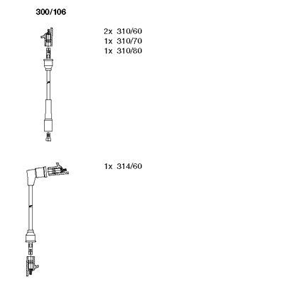 BREMI uždegimo laido komplektas 300/106