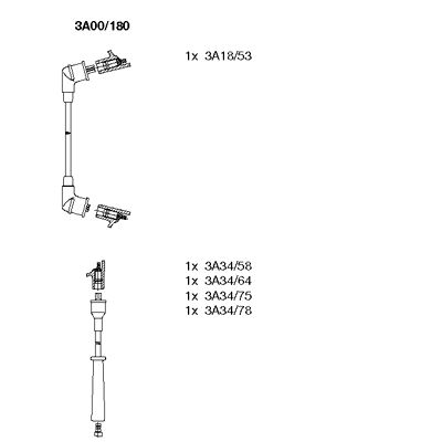 BREMI Комплект проводов зажигания 3A00/180