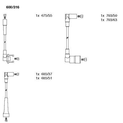 BREMI uždegimo laido komplektas 600/316