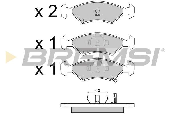 BREMSI stabdžių trinkelių rinkinys, diskinis stabdys BP2647