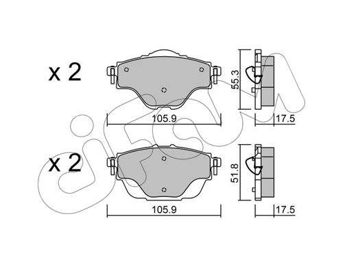 CIFAM Комплект тормозных колодок, дисковый тормоз 822-988-0