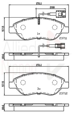 COMLINE Комплект тормозных колодок, дисковый тормоз ADB11222