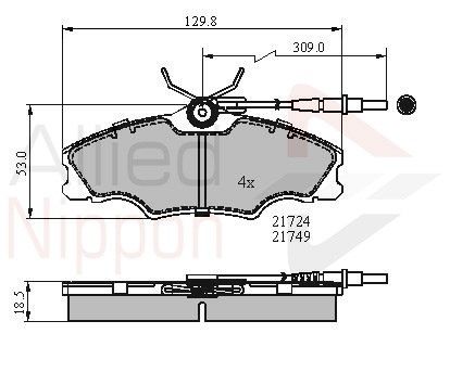 COMLINE Комплект тормозных колодок, дисковый тормоз ADB1433