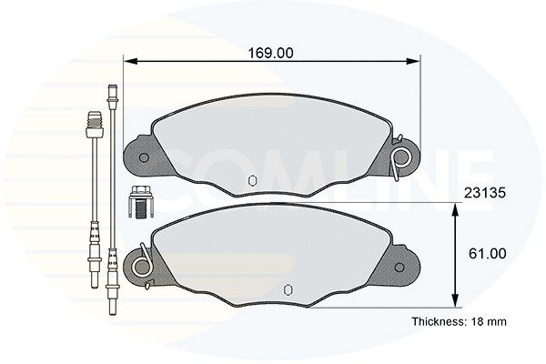 COMLINE stabdžių trinkelių rinkinys, diskinis stabdys CBP01526