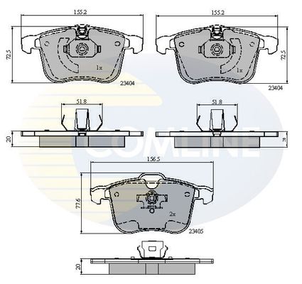 COMLINE stabdžių trinkelių rinkinys, diskinis stabdys CBP01593