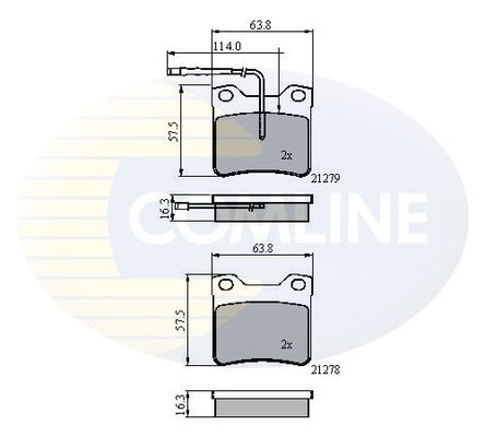 COMLINE stabdžių trinkelių rinkinys, diskinis stabdys CBP11060