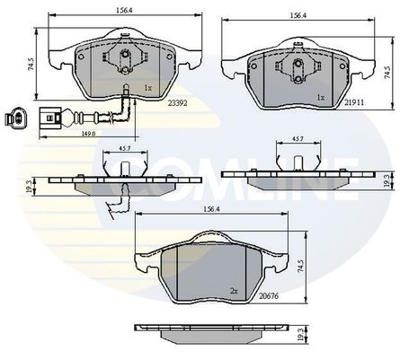 COMLINE stabdžių trinkelių rinkinys, diskinis stabdys CBP11111