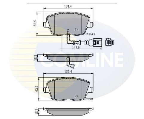 COMLINE stabdžių trinkelių rinkinys, diskinis stabdys CBP11147