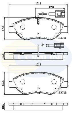 COMLINE stabdžių trinkelių rinkinys, diskinis stabdys CBP11222