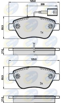 COMLINE stabdžių trinkelių rinkinys, diskinis stabdys CBP11535