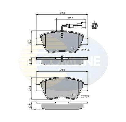 COMLINE Комплект тормозных колодок, дисковый тормоз CBP11702