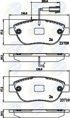 COMLINE stabdžių trinkelių rinkinys, diskinis stabdys CBP12140