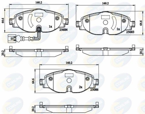 COMLINE stabdžių trinkelių rinkinys, diskinis stabdys CBP12158