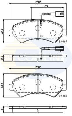 COMLINE Комплект тормозных колодок, дисковый тормоз CBP12225