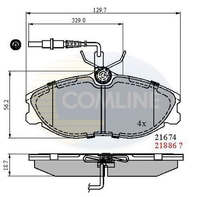 COMLINE stabdžių trinkelių rinkinys, diskinis stabdys CBP1340