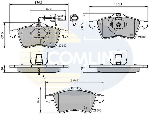 COMLINE Комплект тормозных колодок, дисковый тормоз CBP1852