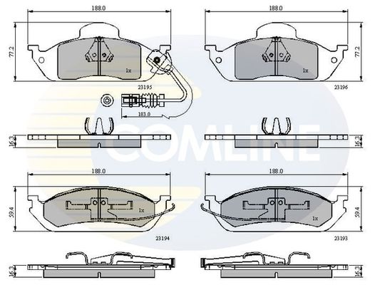 COMLINE Комплект тормозных колодок, дисковый тормоз CBP1911
