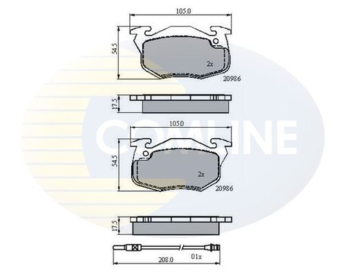 COMLINE Комплект тормозных колодок, дисковый тормоз CBP21615
