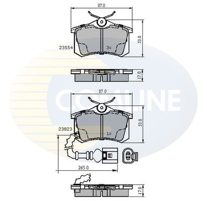 COMLINE stabdžių trinkelių rinkinys, diskinis stabdys CBP2797