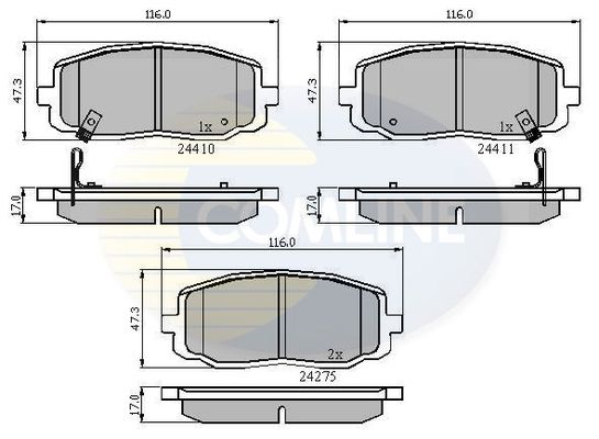 COMLINE stabdžių trinkelių rinkinys, diskinis stabdys CBP31319