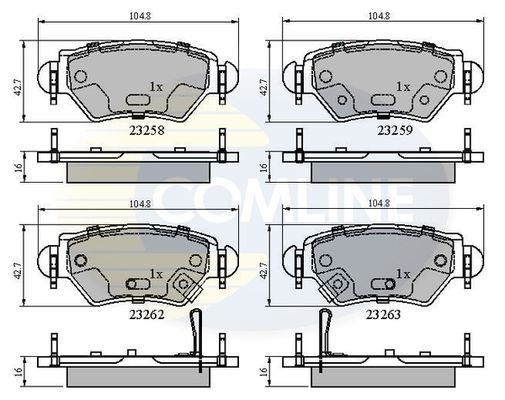 COMLINE stabdžių trinkelių rinkinys, diskinis stabdys CBP31504