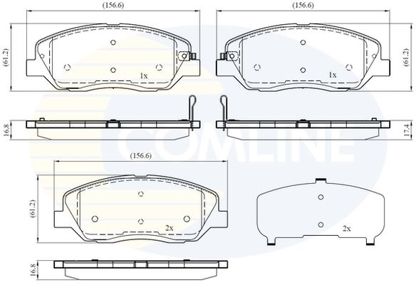 COMLINE Комплект тормозных колодок, дисковый тормоз CBP31676