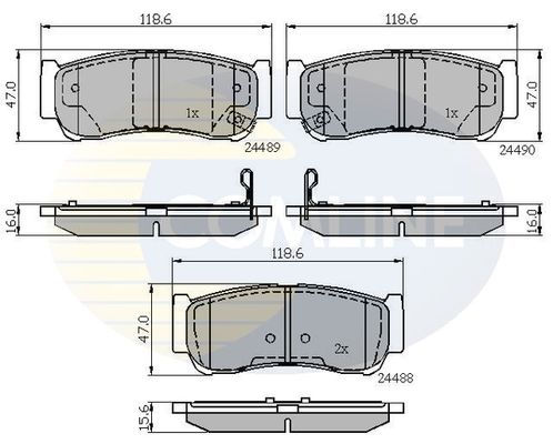 COMLINE stabdžių trinkelių rinkinys, diskinis stabdys CBP31714