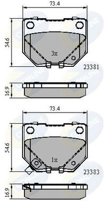 COMLINE stabdžių trinkelių rinkinys, diskinis stabdys CBP31739