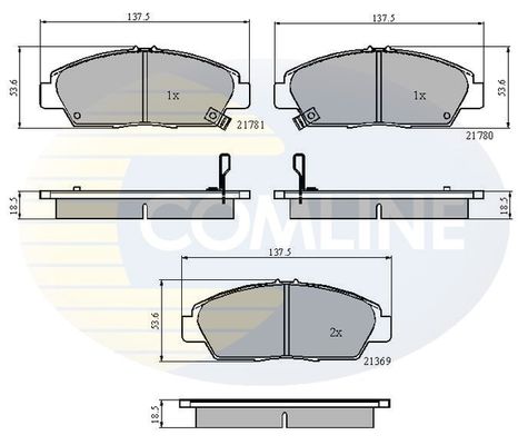 COMLINE stabdžių trinkelių rinkinys, diskinis stabdys CBP3446