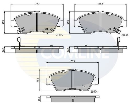 COMLINE stabdžių trinkelių rinkinys, diskinis stabdys CBP3555