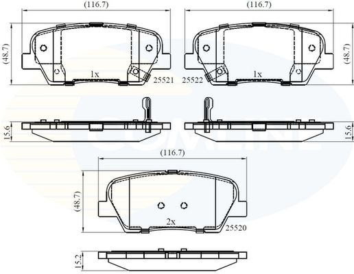 COMLINE Комплект тормозных колодок, дисковый тормоз CBP36009