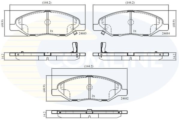 COMLINE stabdžių trinkelių rinkinys, diskinis stabdys CBP36044