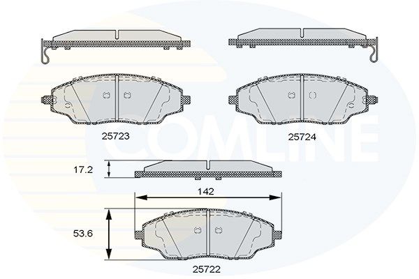 COMLINE stabdžių trinkelių rinkinys, diskinis stabdys CBP36083