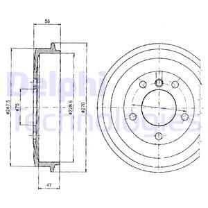 DELPHI Тормозной барабан BF275