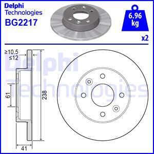 DELPHI stabdžių diskas BG2217