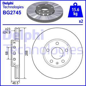 DELPHI stabdžių diskas BG2745