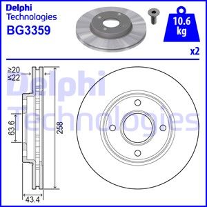 DELPHI stabdžių diskas BG3359