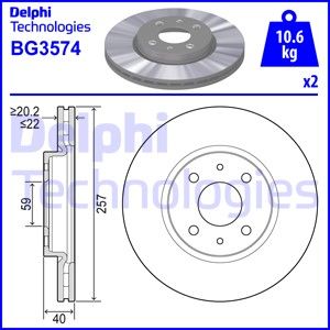 DELPHI stabdžių diskas BG3574