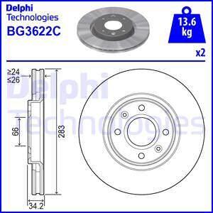 DELPHI stabdžių diskas BG3622